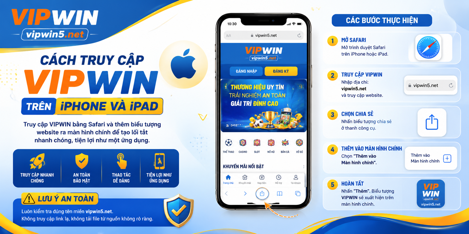 Cách truy cập VIPWIN trên iphone và ipad