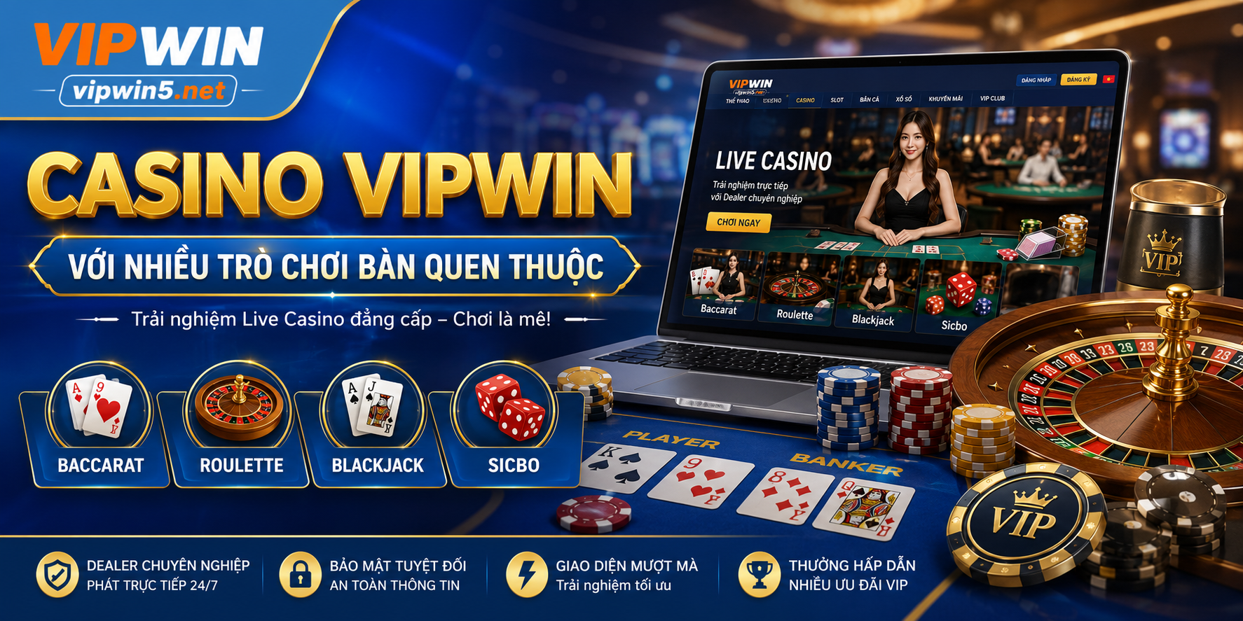 Casino VIPWIN Casino VIPWIN với các trò chơi bàn trực tuyến