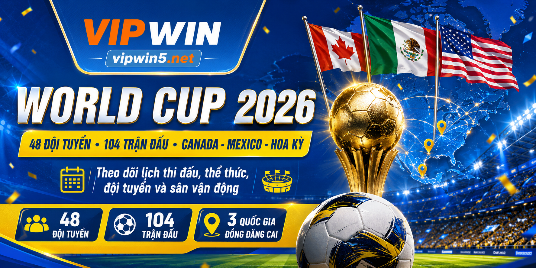 World Cup 2026 có 48 đội tuyển và 104 trận đấu