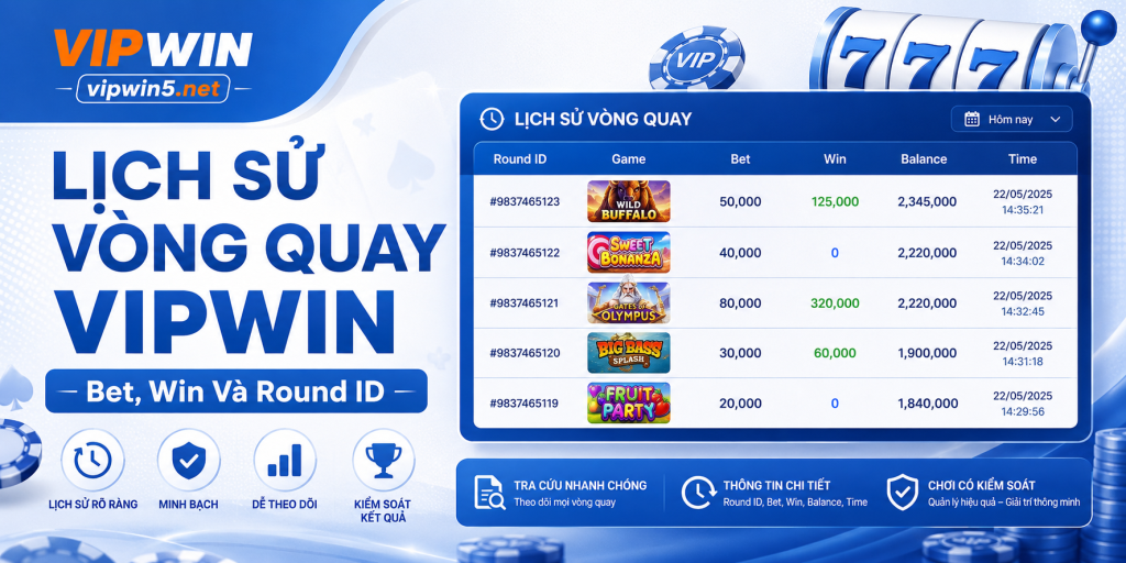 Lịch Sử Vòng Quay VIPWIN – Bet, Win Và Round ID
