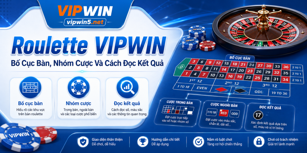 Roulette VIPWIN – Bố Cục Bàn, Nhóm Cược Và Cách Đọc Kết Quả
